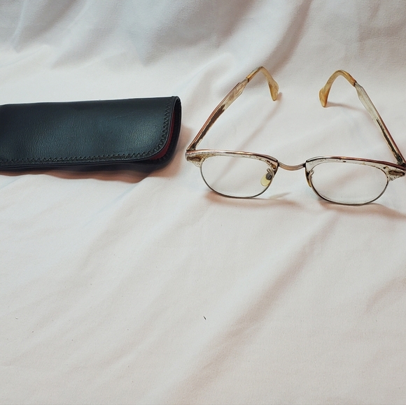 Shuron Vtg 1950s Cat's Eye Horn RimEyeglasses Men's Frame Aluminum Distressed
